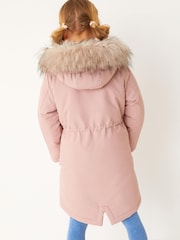 Pink Shower Resistant Faux Fur Trim Parka (3-16yrs) - Image 2 of 7
