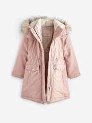 Pink Shower Resistant Faux Fur Trim Parka (3-16yrs) - Image 6 of 7