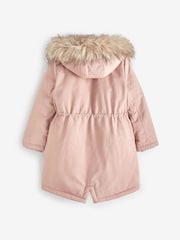 Pink Shower Resistant Faux Fur Trim Parka (3-16yrs) - Image 7 of 7
