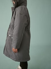 Charcoal Grey Shower Resistant Faux Fur Trim Parka (3-16yrs) - Image 6 of 9