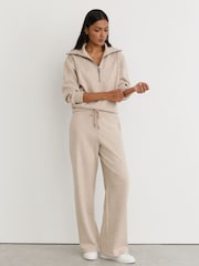 Reiss Neutral Mina Herringbone Half-Zip Sweatshirt - Image 3 of 6