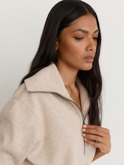 Reiss Neutral Mina Herringbone Half-Zip Sweatshirt - Image 4 of 6