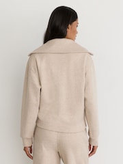 Reiss Neutral Mina Herringbone Half-Zip Sweatshirt - Image 5 of 6
