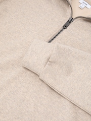 Reiss Neutral Mina Herringbone Half-Zip Sweatshirt - Image 6 of 6