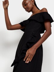 River Island Black Bardot Frill Midi Dress - Image 4 of 5