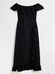 River Island Black Bardot Frill Midi Dress - Image 5 of 5