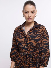 River Island Brown Button Through 100% Cotton Shirt Dress - Image 3 of 5
