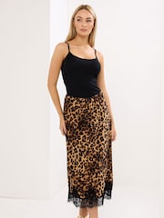 Star by Julien MacDonald Brown Lace Trim Satin Skirt - Image 2 of 6