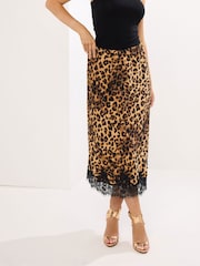 Star by Julien MacDonald Brown Lace Trim Satin Skirt - Image 3 of 6