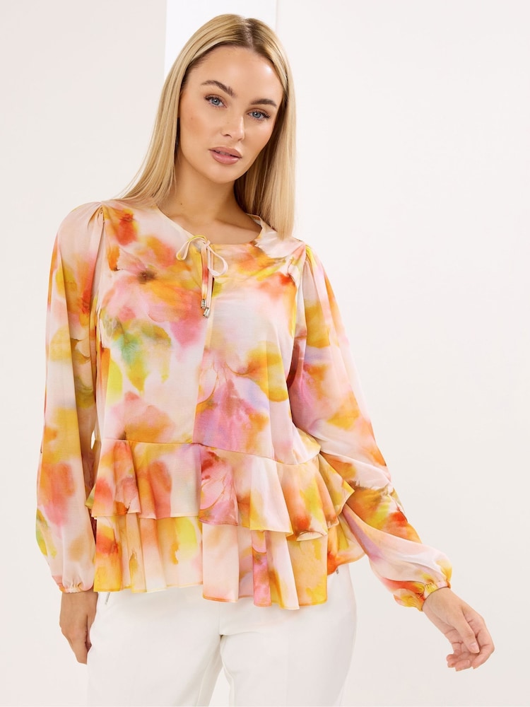 Star by Julien MacDonald Orange Frilled Hem Blouse - Image 1 of 5 Star by Julien MacDonald Orange Frilled Hem Blouse - Image 1 of 5