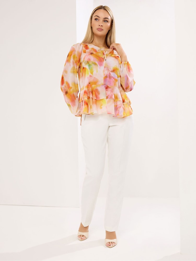 Star by Julien MacDonald Orange Frilled Hem Blouse - Image 2 of 5 Star by Julien MacDonald Orange Frilled Hem Blouse - Image 2 of 5
