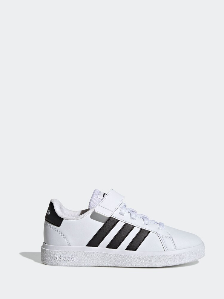 adidas White/black Sportswear Grand Court Elastic Lace And Top Strap Trainers - Image 1 of 8