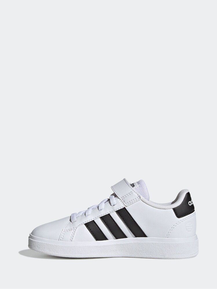 adidas White/black Sportswear Grand Court Elastic Lace And Top Strap Trainers - Image 2 of 8