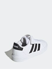 adidas White/black Sportswear Grand Court Elastic Lace And Top Strap Trainers - Image 4 of 8