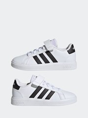 adidas White/black Sportswear Grand Court Elastic Lace And Top Strap Trainers - Image 5 of 8
