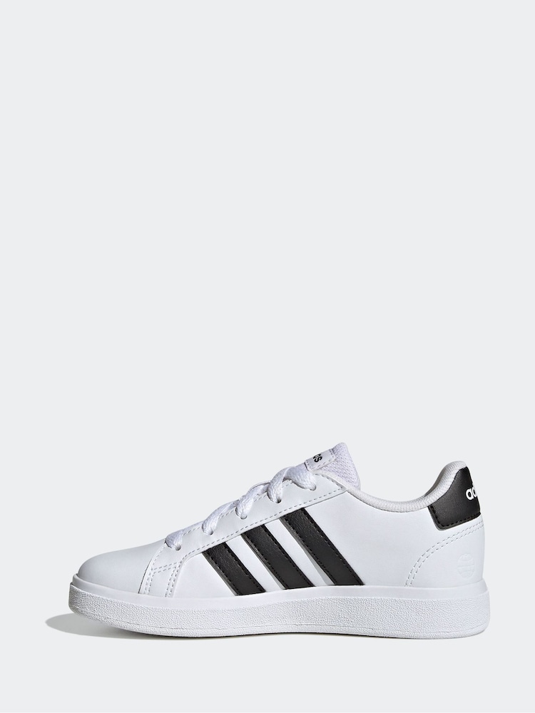adidas White/Black Grand Court Lace-Up Trainers - Image 2 of 9