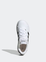 adidas White/Black Grand Court Lace-Up Trainers - Image 7 of 9