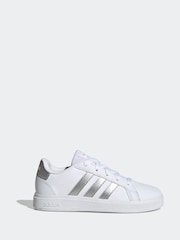 adidas White/Silver Grand Court Lace-Up Trainers - Image 1 of 9
