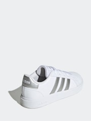 adidas White/Silver Grand Court Lace-Up Trainers - Image 3 of 9