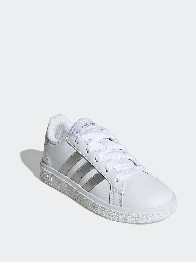 לבן/כסף - Adidas נעליים עם שרוכים, דגם Grand Court - Image 4 of 9