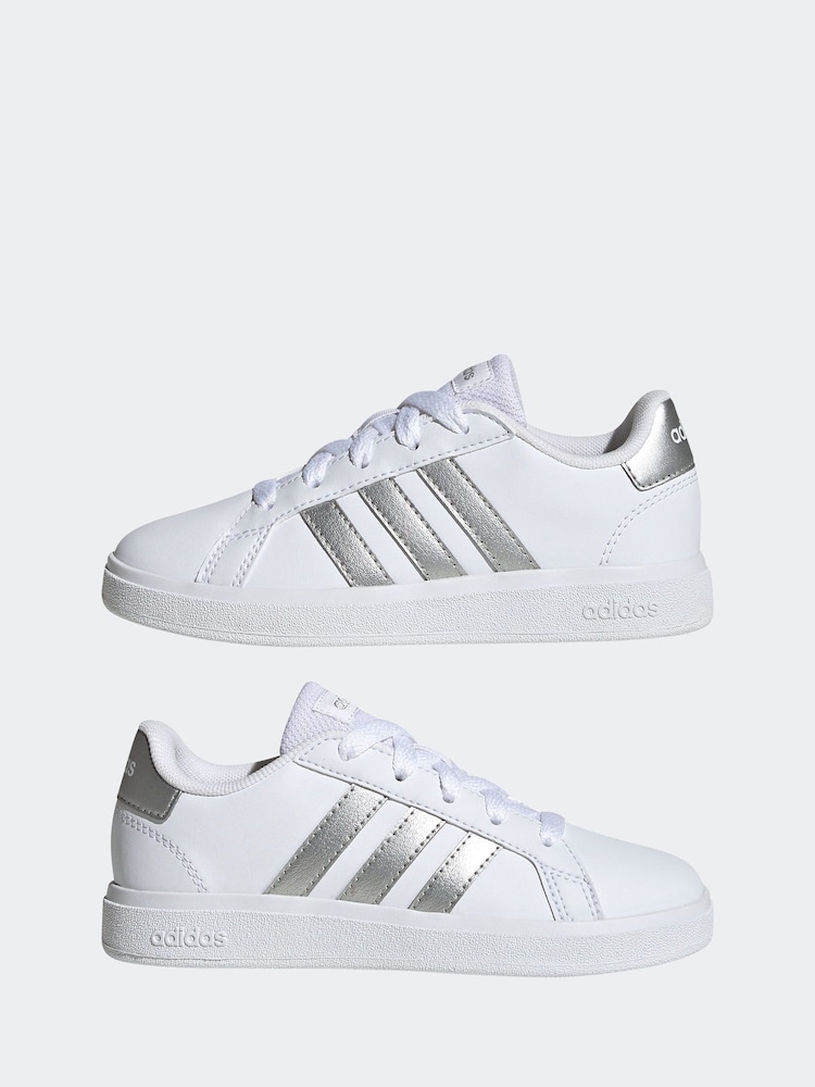 לבן/כסף - Adidas נעליים עם שרוכים, דגם Grand Court - Image 5 of 9