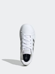 adidas White/Silver Grand Court Lace-Up Trainers - Image 6 of 9