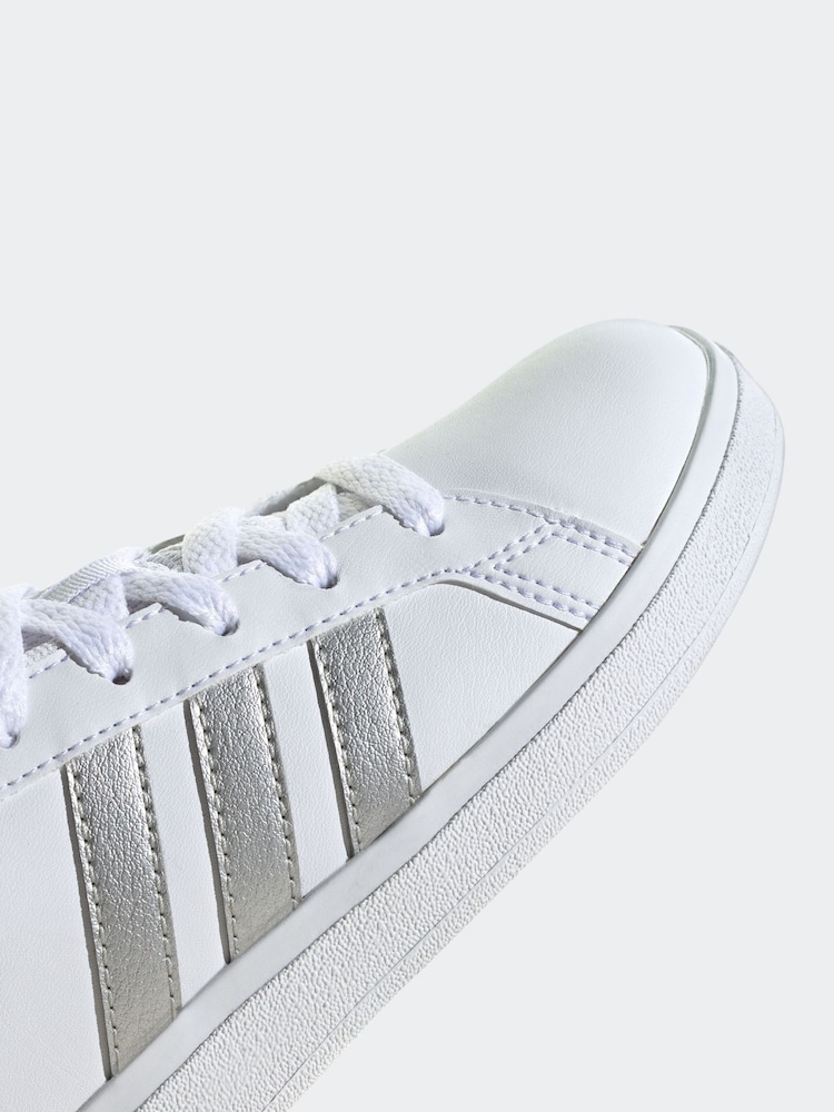לבן/כסף - Adidas נעליים עם שרוכים, דגם Grand Court - Image 8 of 9