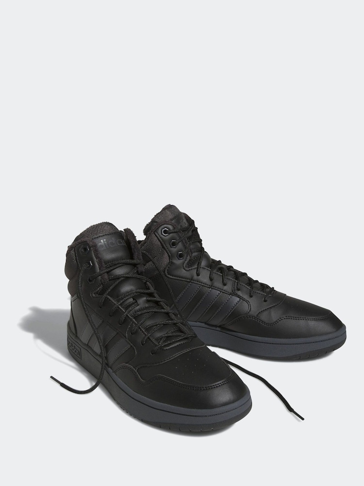 adidas Hoops 3.0 Mid Lifestyle Basketball Classic Faux Fur Lining Winterized Trainers - Image 4 of 10