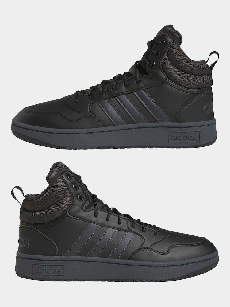 adidas Hoops 3.0 Mid Lifestyle Basketball Classic Faux Fur Lining Winterized Trainers - Image 6 of 10