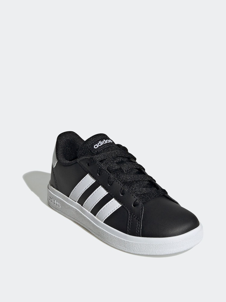 adidas Black/White Grand Court Lace-Up Trainers - Image 3 of 9