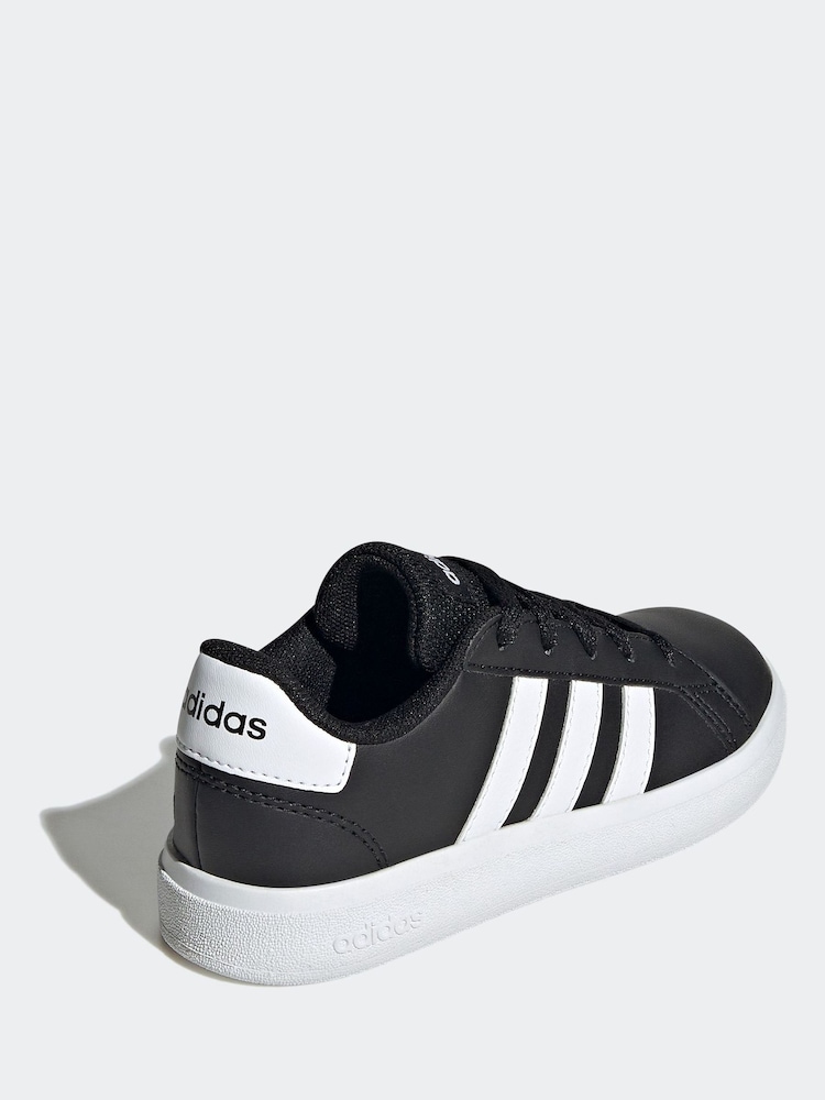 adidas Black/White Grand Court Lace-Up Trainers - Image 4 of 9