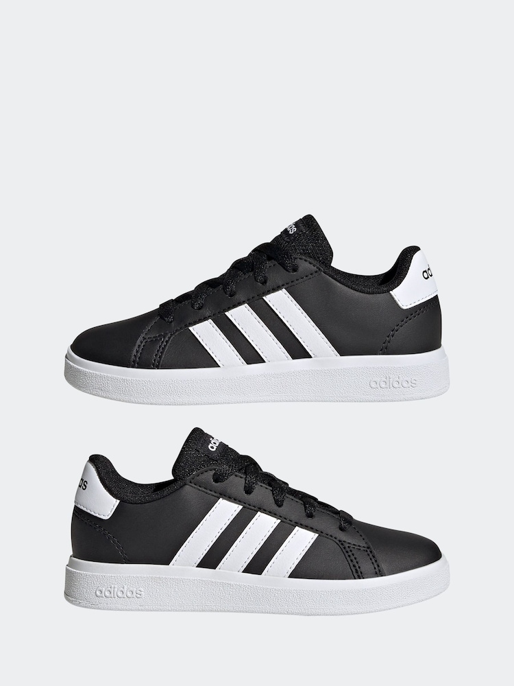 adidas Black/White Grand Court Lace-Up Trainers - Image 5 of 9