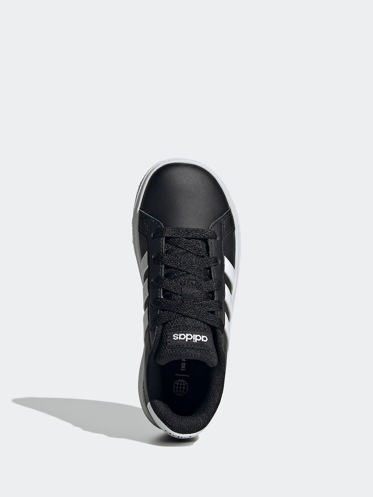 adidas Black/White Grand Court Lace-Up Trainers - Image 7 of 9