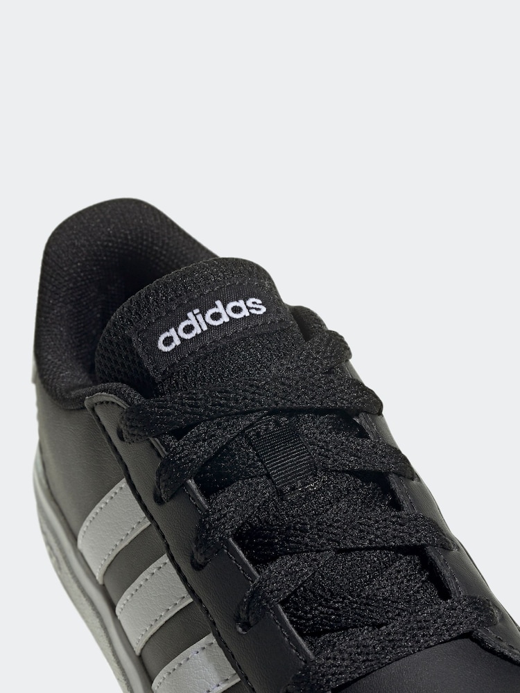 adidas Black/White Grand Court Lace-Up Trainers - Image 8 of 9