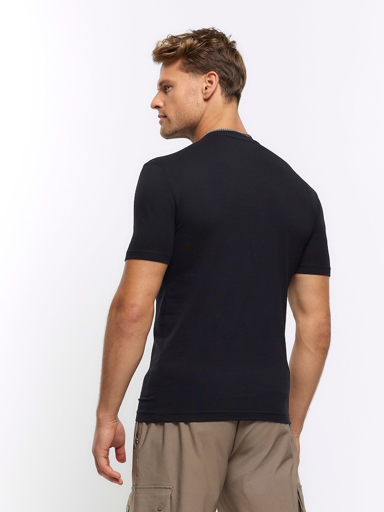 River Island Black 100% Cotton Muscle T-Shirts 5 Pack - Image 2 of 7 River Island Black 100% Cotton Muscle T-Shirts 5 Pack - Image 2 of 7