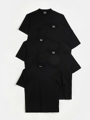 River Island Black 100% Cotton Regular T-Shirts 5 Pack - Image 5 of 5