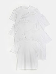 River Island White 100% Cotton Regular T-Shirts 5 Pack - Image 1 of 6