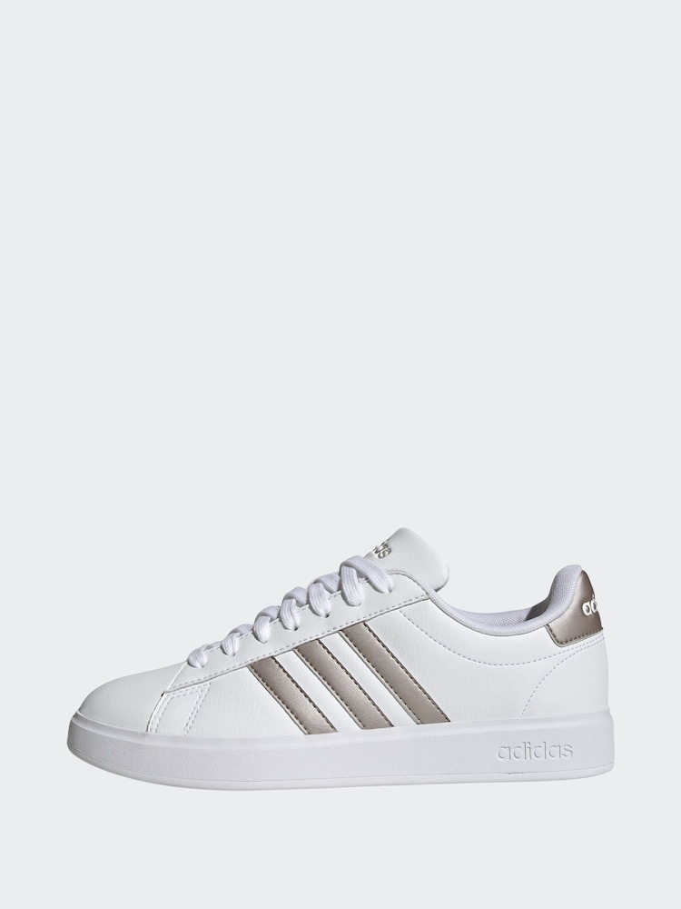 adidas White/Silver Grand Court 2.0 Trainers - Image 3 of 11