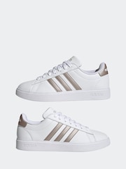 adidas White/Silver Grand Court 2.0 Trainers - Image 9 of 11