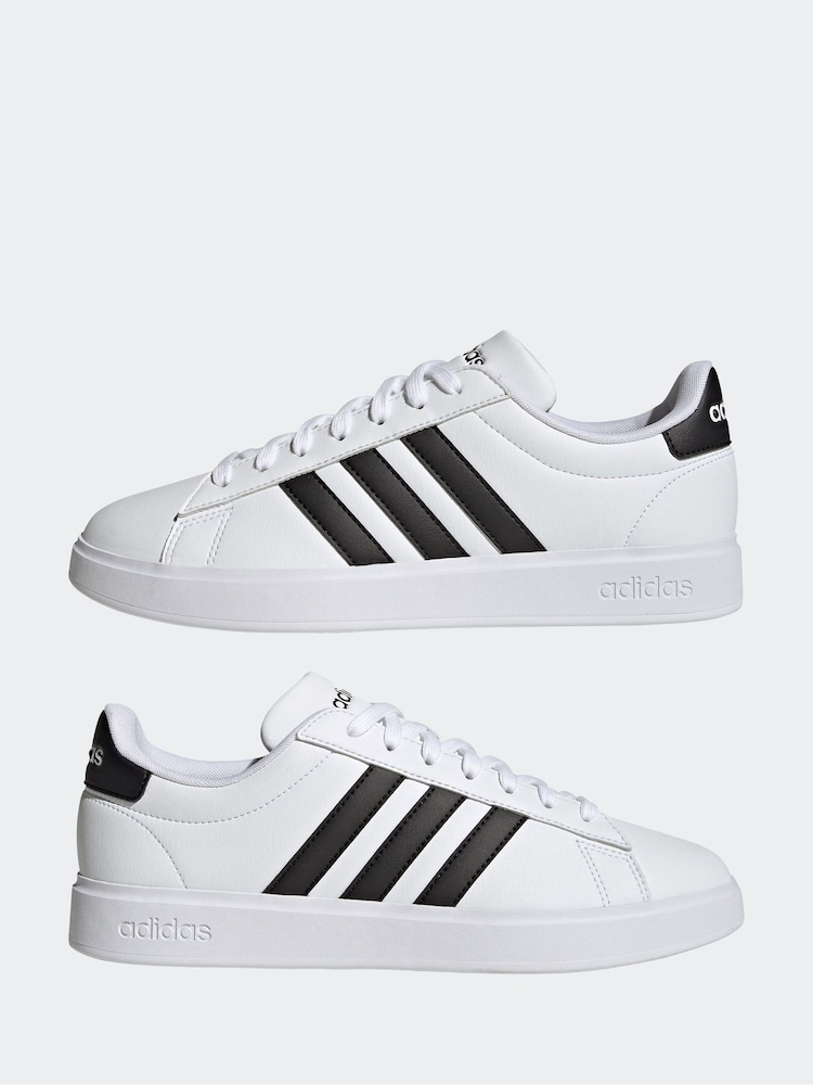 adidas White/Black Grand Court 2.0 Trainers - Image 4 of 8