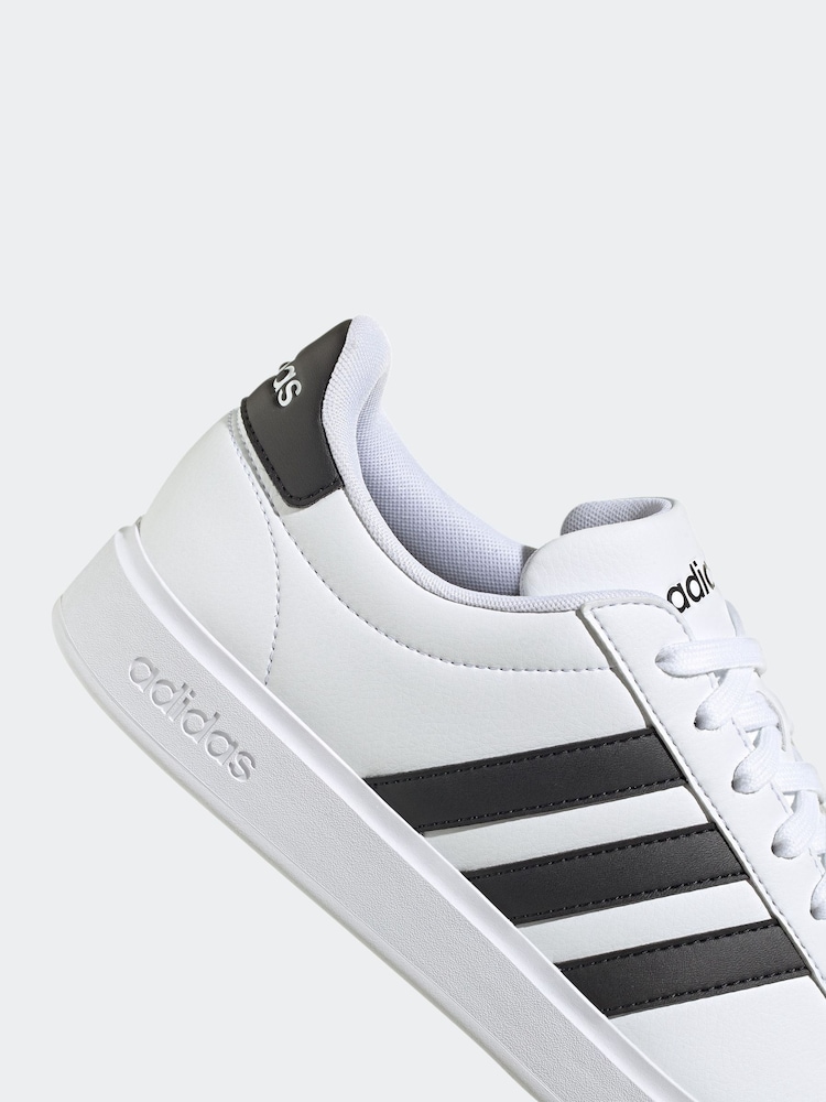 adidas White/Black Grand Court 2.0 Trainers - Image 7 of 8