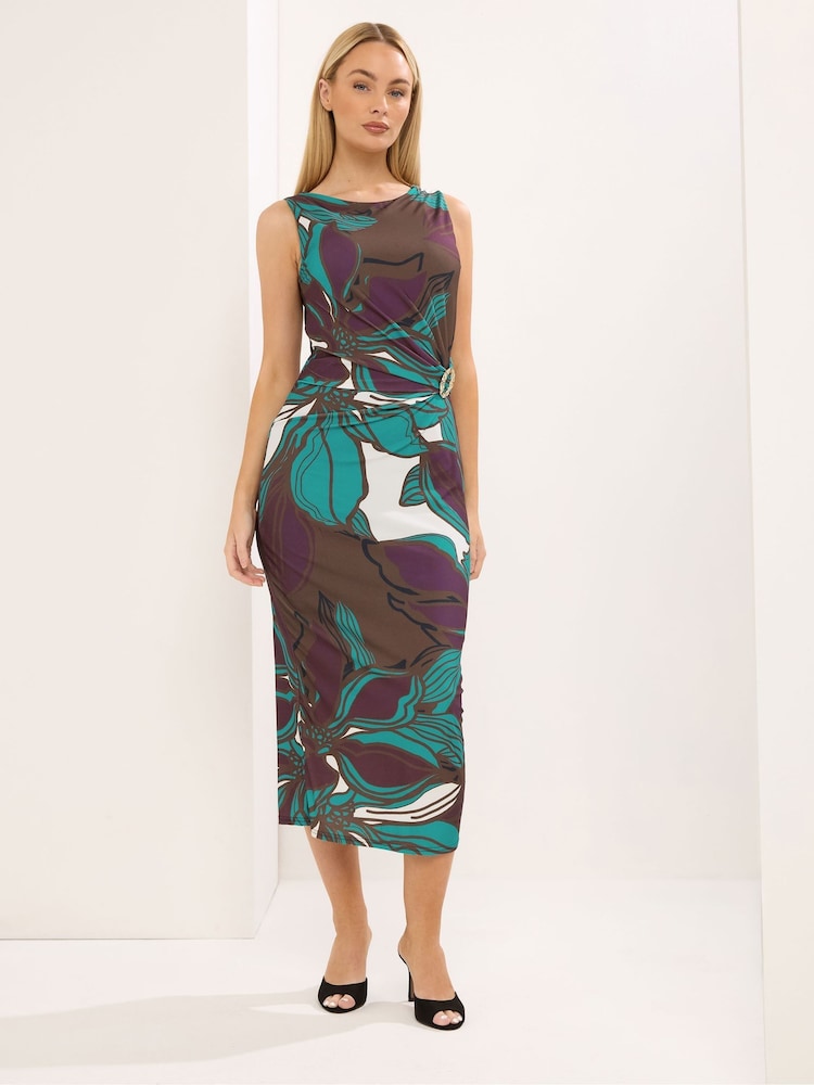 Star by Julien MacDonald Brown ITY Metal Trim Wrap Dress - Image 2 of 6