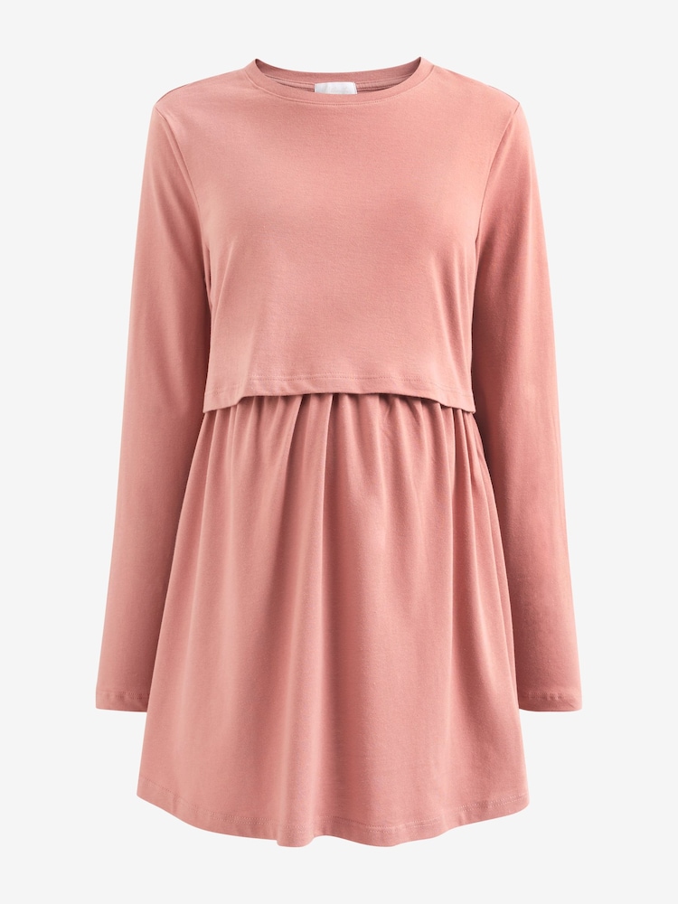 Pink Maternity Nursing Peplum Top - Image 4 of 6