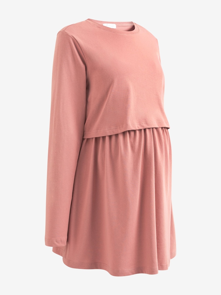 Pink Maternity Nursing Peplum Top - Image 5 of 6