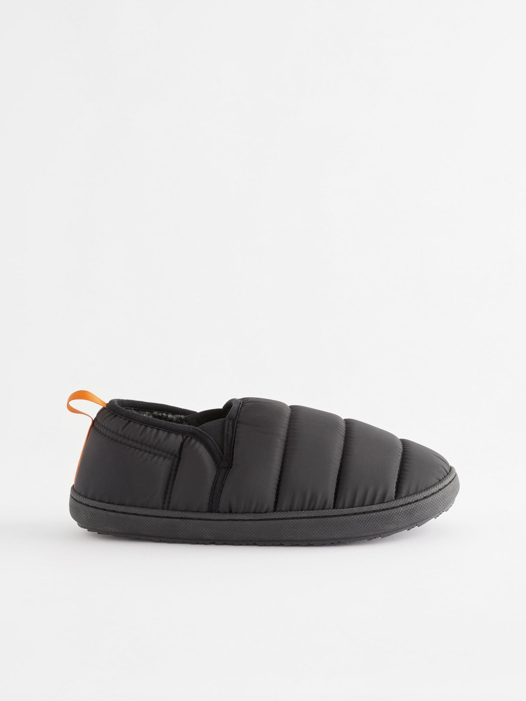 Buy Black Quilted Slippers from Next USA