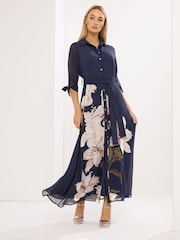 Star by Julien MacDonald Blue Placement Print Shirt Dress - Image 1 of 5