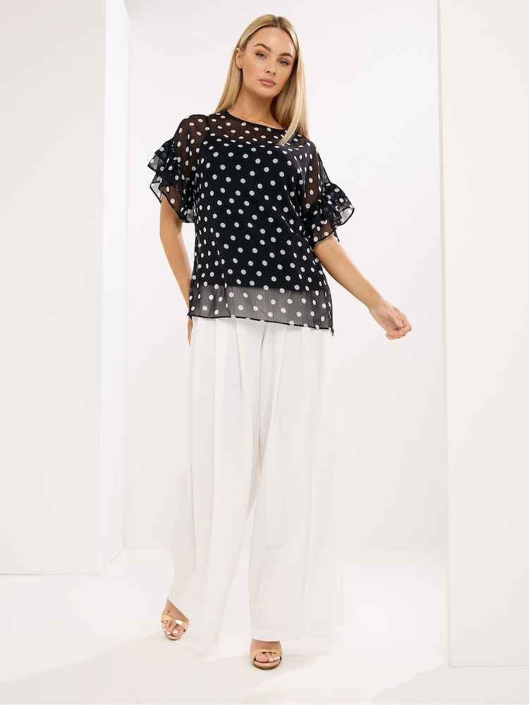 Star by Julien MacDonald Black Polka Dot Mesh Top - Image 2 of 4 Star by Julien MacDonald Black Polka Dot Mesh Top - Image 2 of 4
