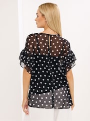 Star by Julien MacDonald Black Polka Dot Mesh Top - Image 3 of 4