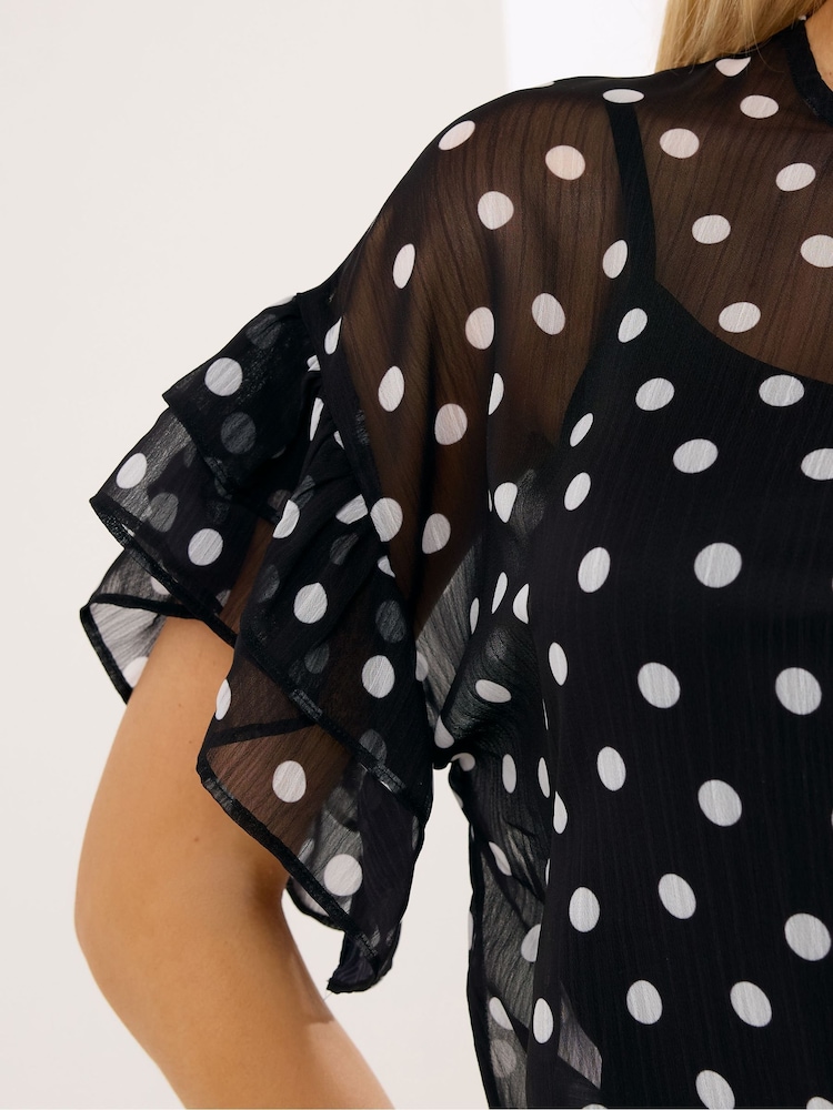 Star by Julien MacDonald Black Polka Dot Mesh Top - Image 4 of 4 Star by Julien MacDonald Black Polka Dot Mesh Top - Image 4 of 4