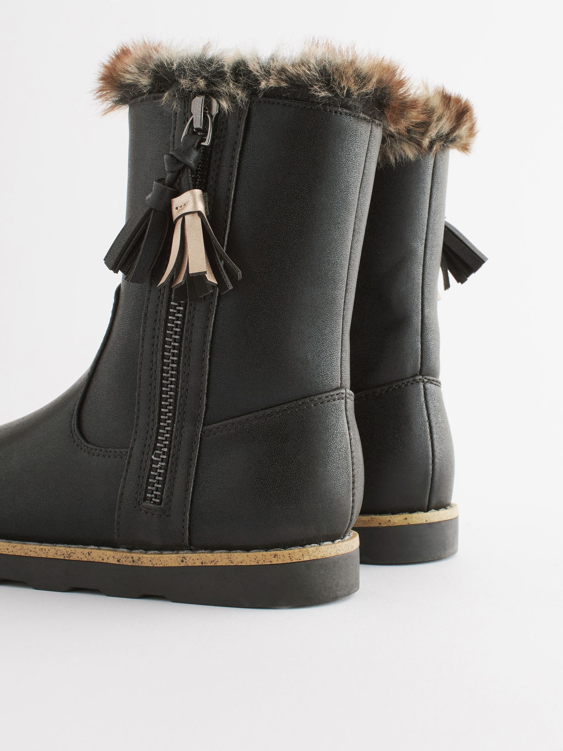 Buy Black Standard Fit F Warm Faux Fur Lined Zip Boots from Next Netherlands